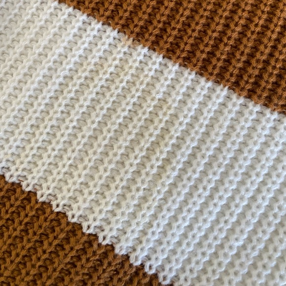 Striped Brown and White Womens Sweater - Picture 4 of 4